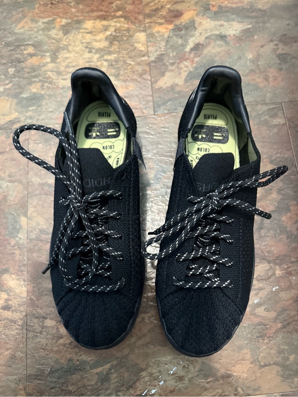 adidas Women's Black Knit Lace-Up Sneakers with Reflective Laces human race